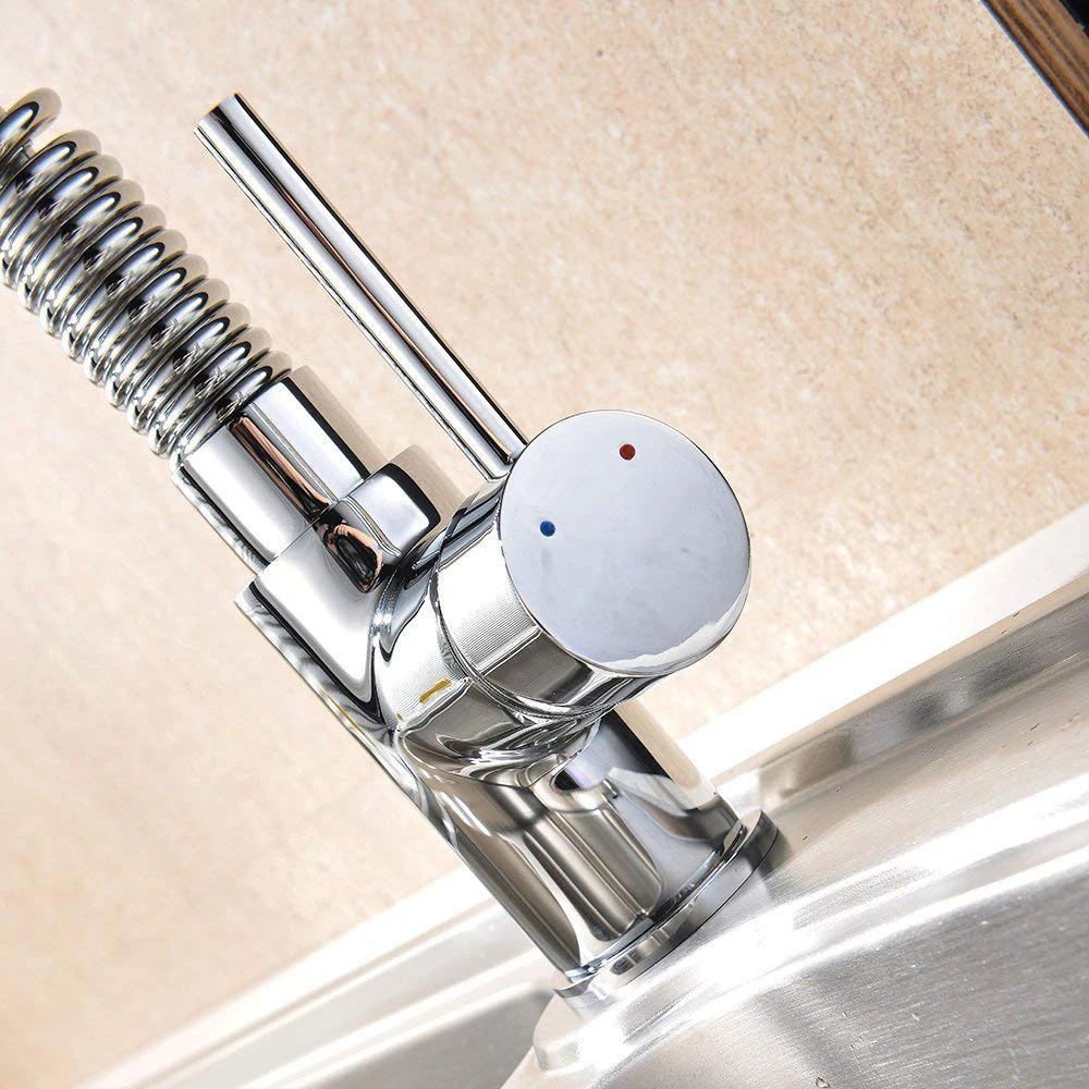 quyanre wanfan chrome  Monobloc  spring pull down spring kitchen faucet single handle mixer tap sink faucet pull out spray kitchen faucet1