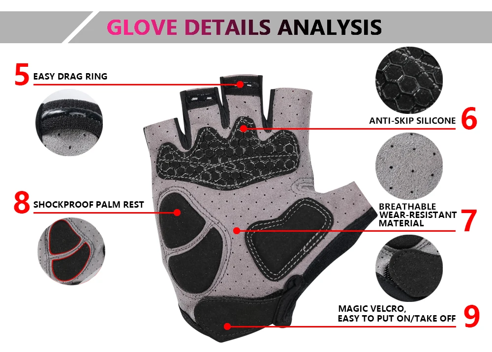 Велосипедные перчатки, противоскользящие, мужские, женские, велосипедные перчатки, летние, анти-шоковые, спортивные перчатки, гелевая подкладка, половина пальца, для горного велосипеда, для фитнеса