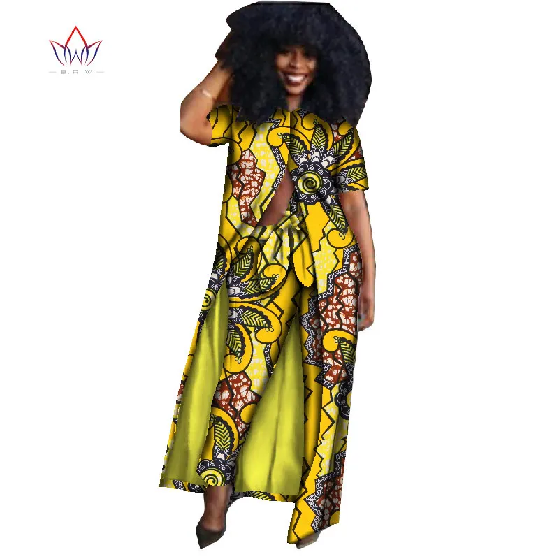 Летняя африканская одежда Дашики из 2 предметов, штаны и топ, африканская одежда с принтом, Bazin, большие размеры 6xl, африканские наряды WY610 - Цвет: 7