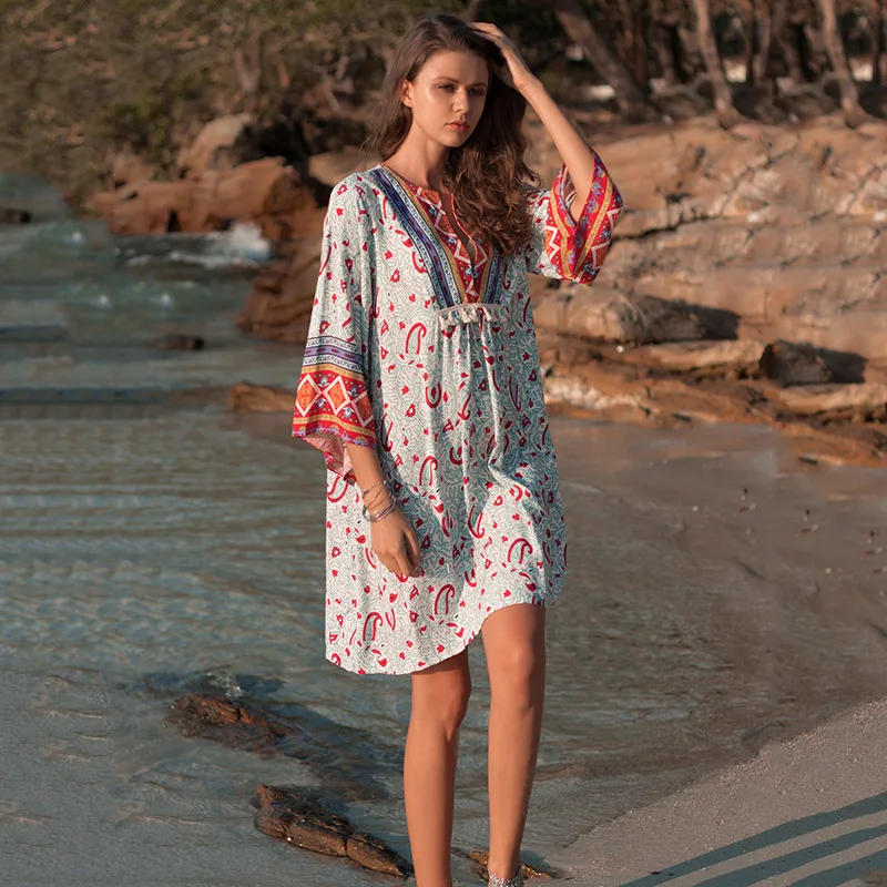 

Hot Bikini Cover Up Cotton Sexy Beach Swimwear Dress For Summer Ladies Cover-Ups Bathing Suit Beach Wear Tunic Swimwear