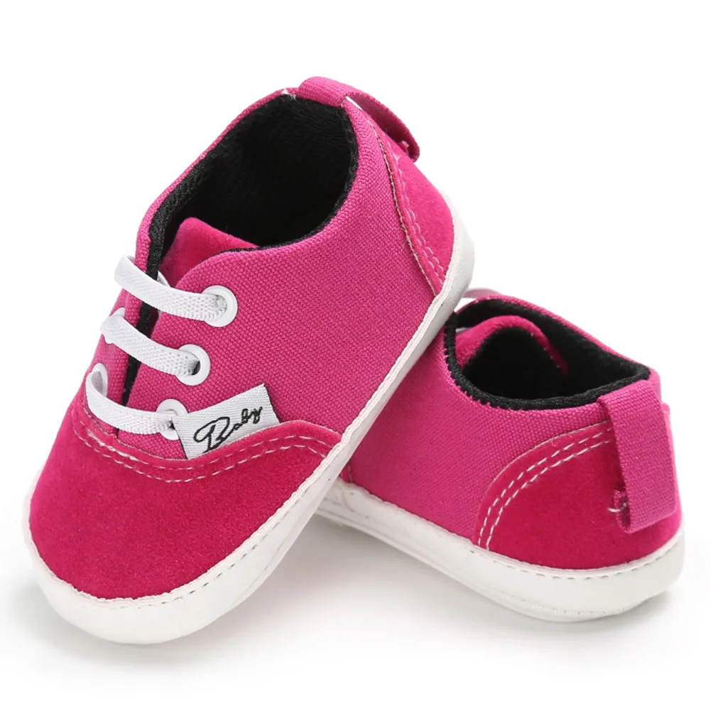 Конфеты ручной работы цветные детские повседневные холщовая спортивная обувь для маленьких мальчиков и девочек, обувь на шнуровке с перекрестной шнуровкой - Цвет: Rose Red
