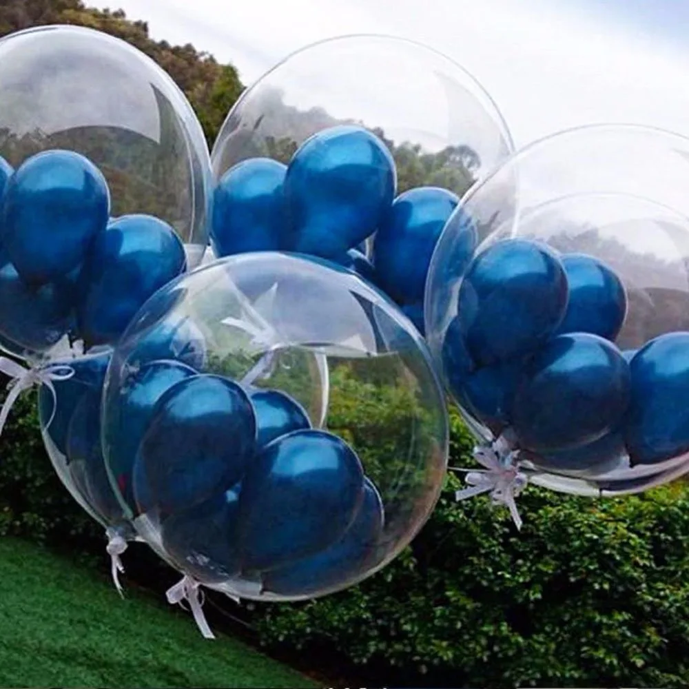 9 шт. = 1 шт. 24 дюйма прозрачные воздушные шары из ПВХ+ 8 шт. синие латексные воздушные шары прозрачные шарики на день рождения Свадебные украшения игрушки