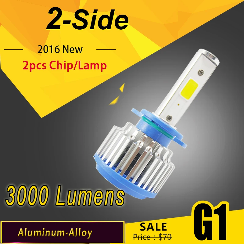 6000Lumens 60W COB LED 12V 24V H1 H3 H4 H7 H11 Car Headlight Kit Front Light Bulb Fog Bulb Headlamp Replace Xenon