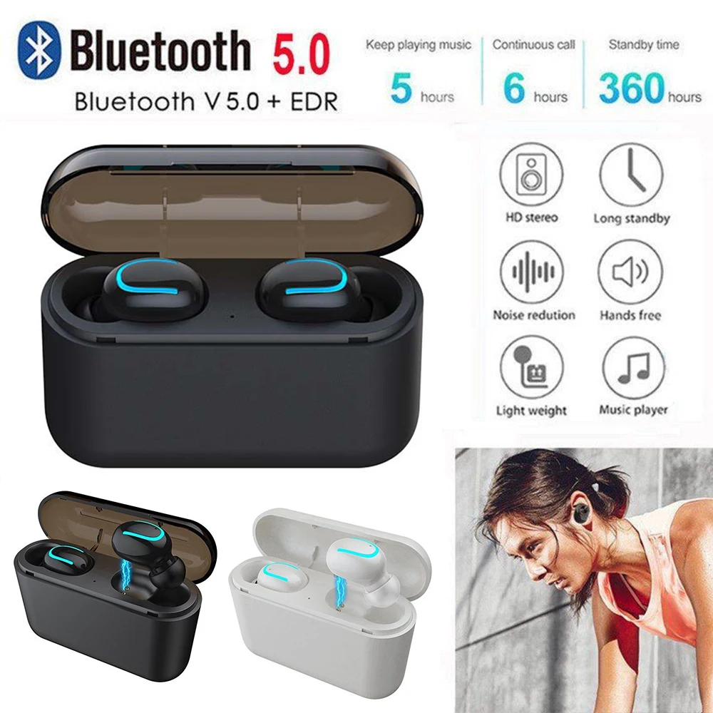 SOONHUA Портативный Беспроводной Bluetooth V5.0 EDR наушники HD стерео звук Водонепроницаемый спортивные наушники Поддержка по громкой связи Bluetooth наушники