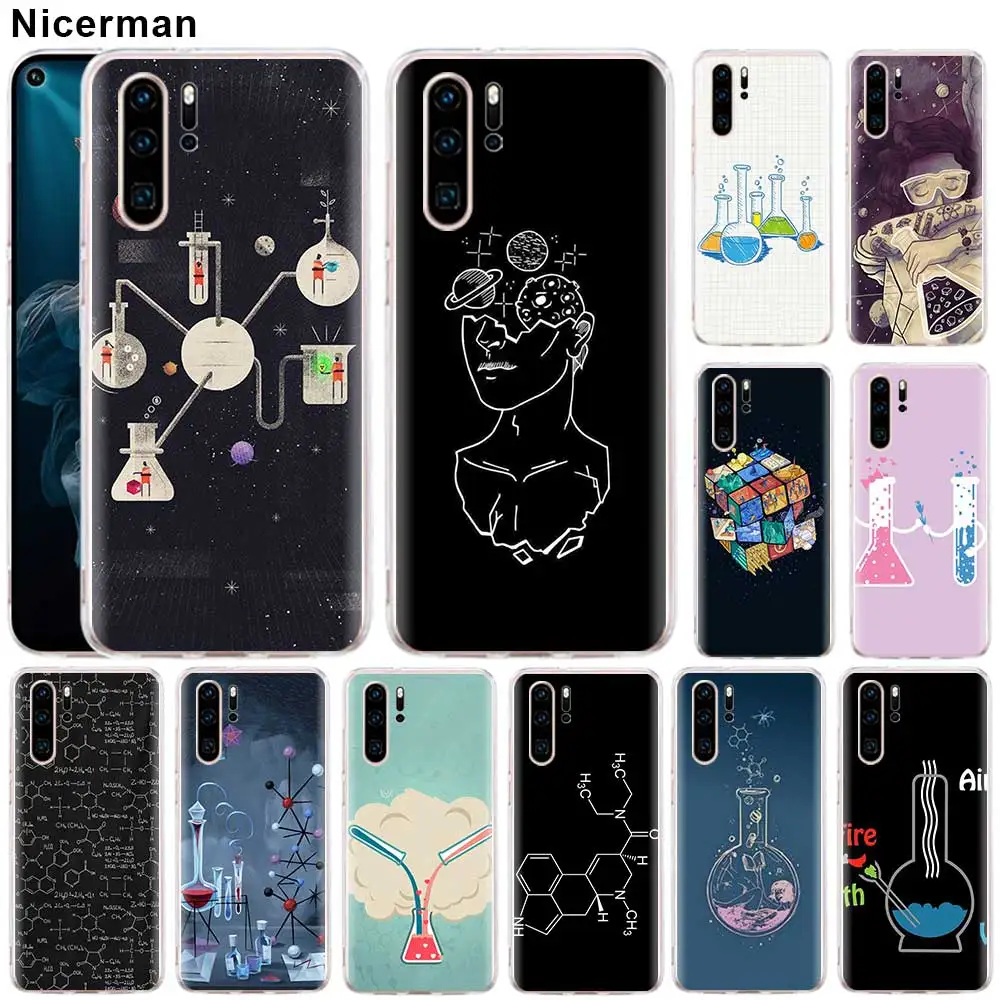 

TPU Soft case for Huawei P30 P20 Pro P30 P20 Lite P10 P9 Lite P Smart Plus Biology Chemistry Clear silicone cover