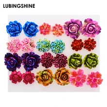 12 пар/компл. из цветных полимеров, серьги гвоздики в виде цветка розы для девочек детей антиалергенные, серьги-гвоздики для ушей, ювелирное изделие для Для женщин Рождественский подарок