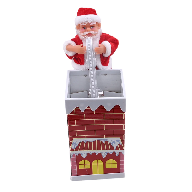 New Lovely Xmas Gift Climbing Chimney Santa Claus With Music Christmas Ornament Present Christmas Home Decoration Gadgets