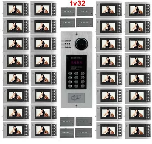 

XinSiLu Building Home security Video Intercom System 4.3"LCD Video Door Phone IR Home Video Doorbell For 32-Apartments 1 Doors