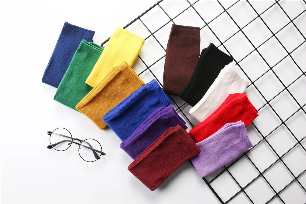 Korea Style Harajuku Candy Cotton Socks Women Cute Short Ankle Socks Yellow Blue Purple Green Red Black Socks For Girls Gift