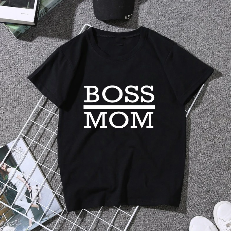 Футболка с коротким рукавом LUSLOS Boss Mom Dad мужская и женская летняя футболка