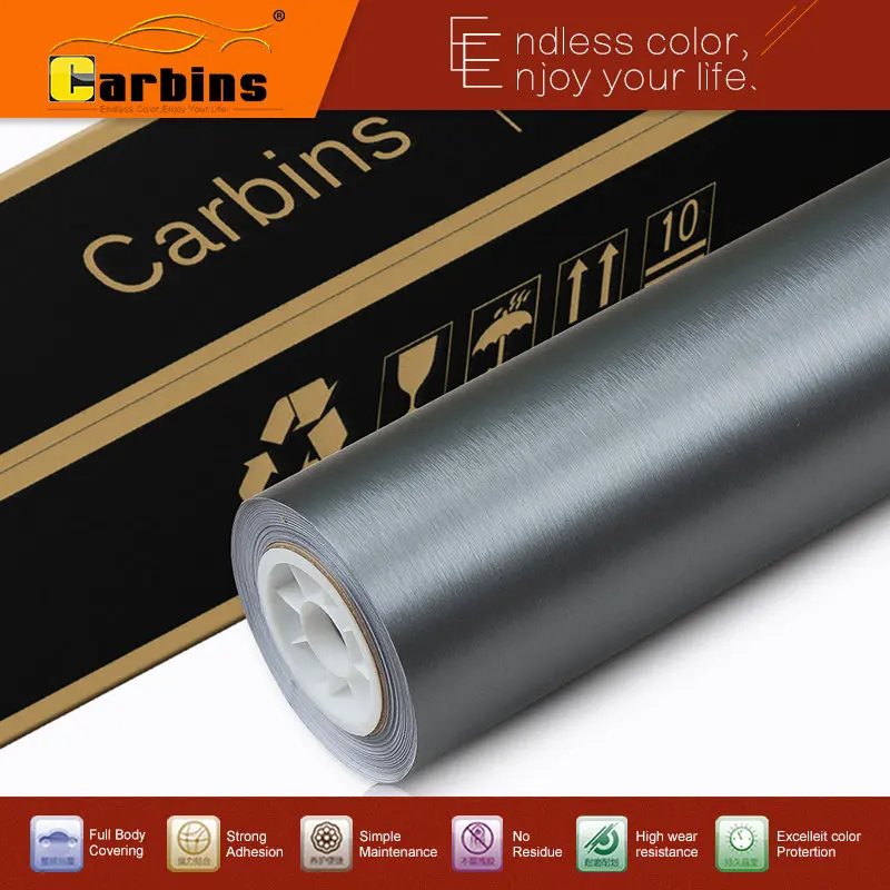 

Carbins Grey matte chrome brushed aluminium vinyl car wraps for full body car, motorcycle, boats,
