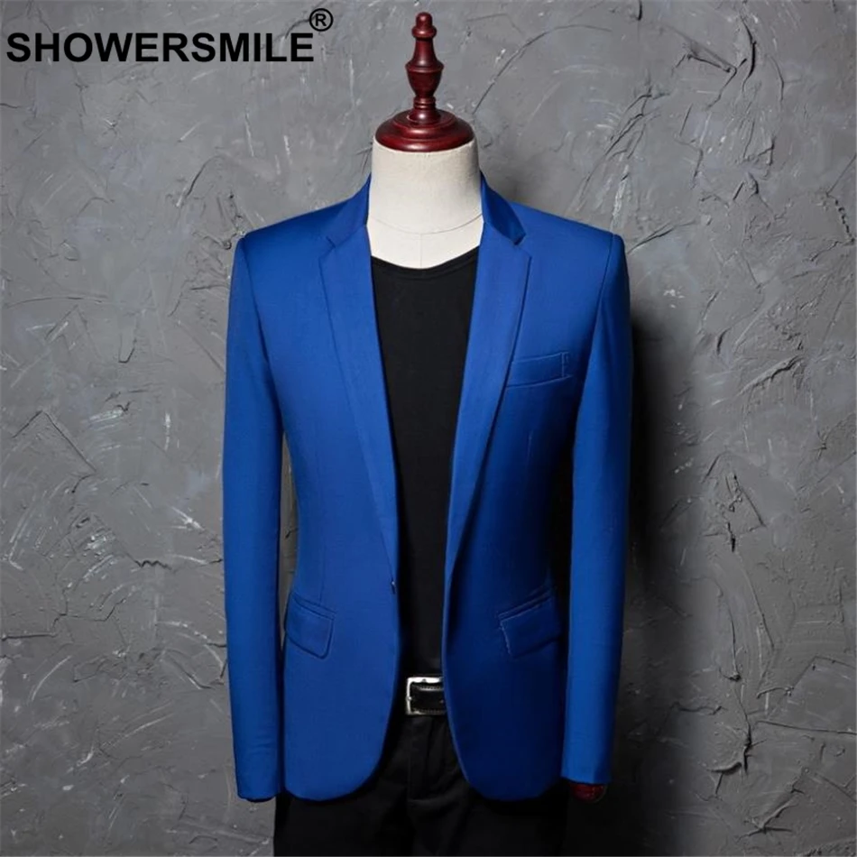 SHOWERSMILE темно синие блейзер для мужчин Slim Fit повседневное пиджак весна 2019 новый бренд плюс размеры 4XL 5XL s Синий Куртки