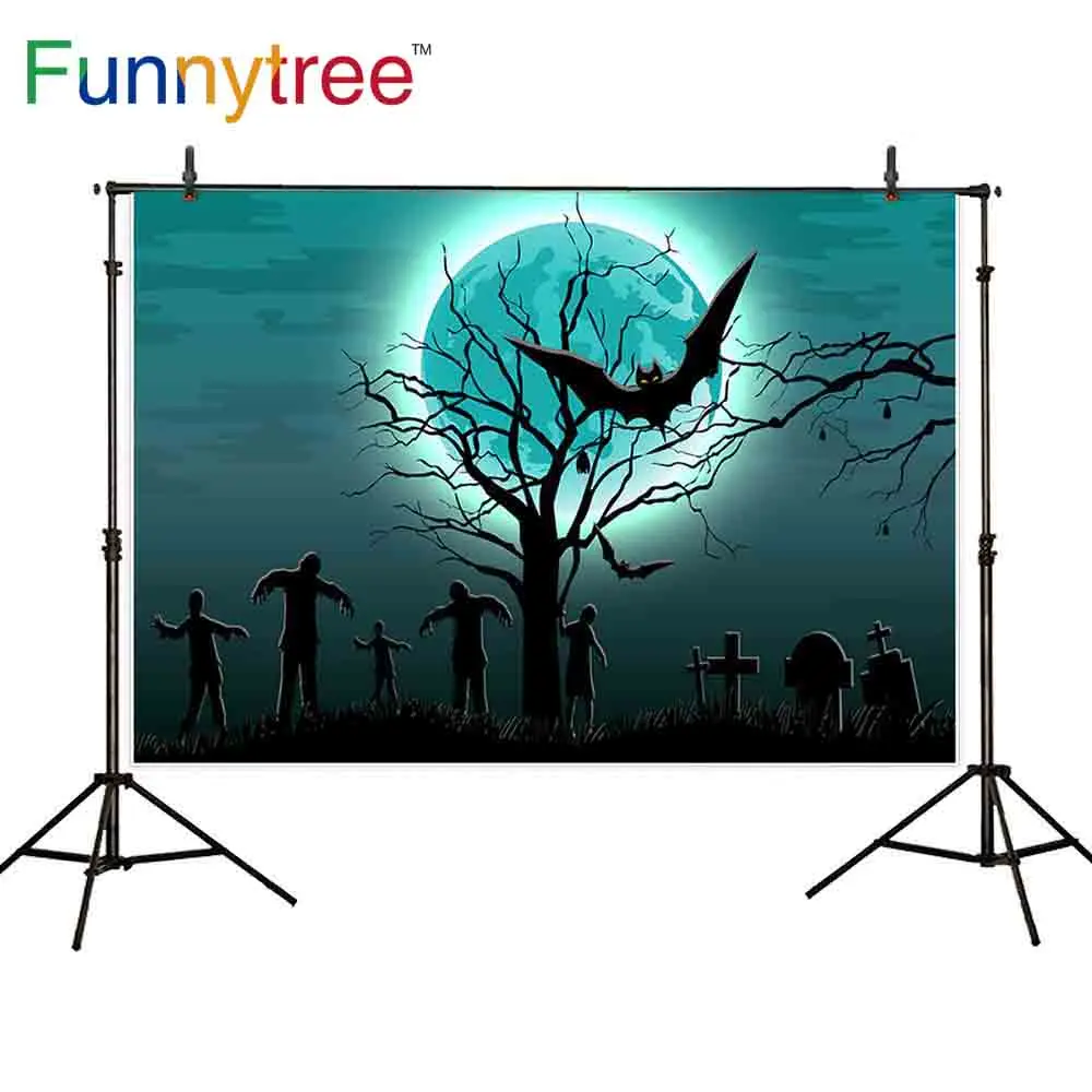 Фон для фотосъемки с изображением Funnytree кладбища Вечеринки На Хэллоуин гробницы