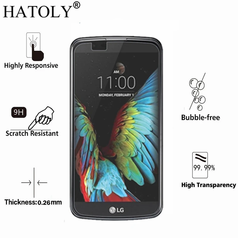 

2PCS Tempered Glass For LG K10 Ultra-thin Screen Protector for LG K10 M2 HD Toughened Protective Film + Cleaning Kit HATOLY