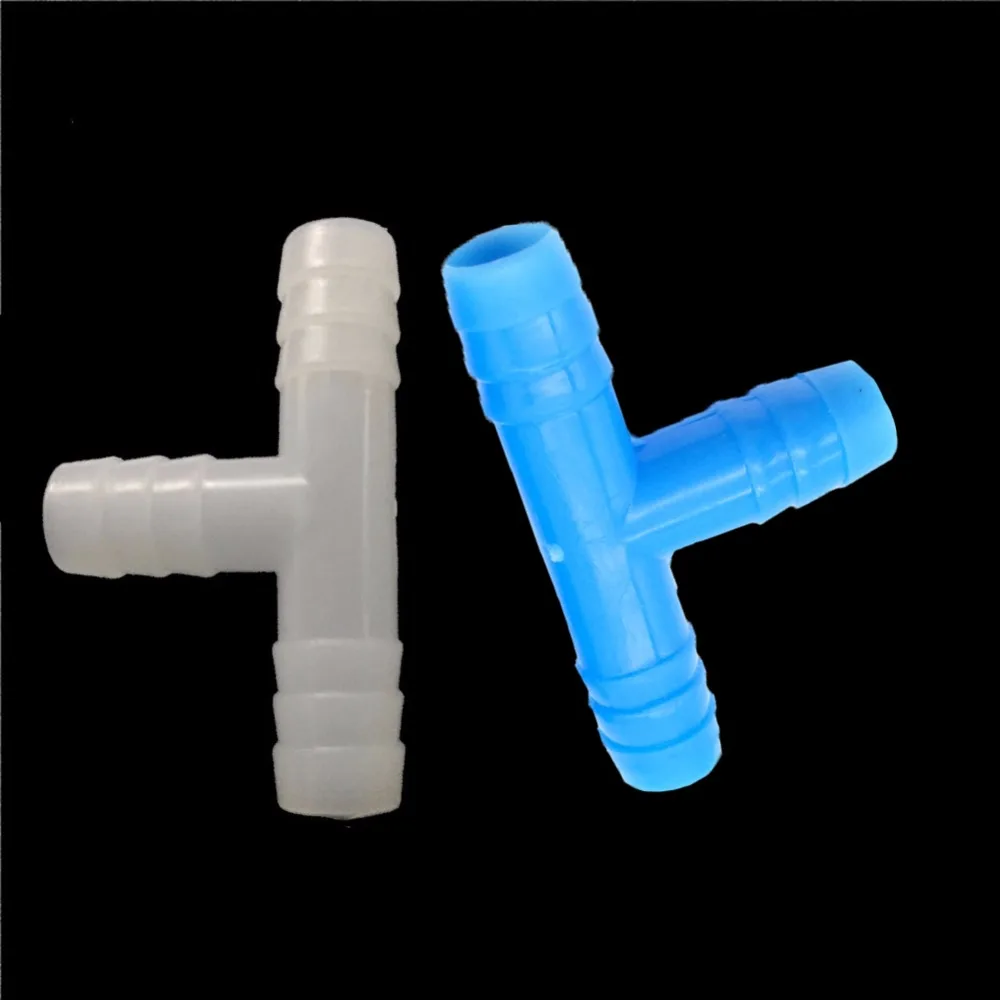 

1000 pcs 8mm barbed connector Tee gardening fittings blue and white hose connectors garden irrigation tools
