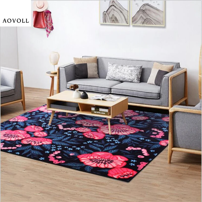 AOVOLL Nordic Style Classical Flower Carpet Carpets For Living Room Bedroom Rug Floor Door Mat Soft Coffee Table Area Rug