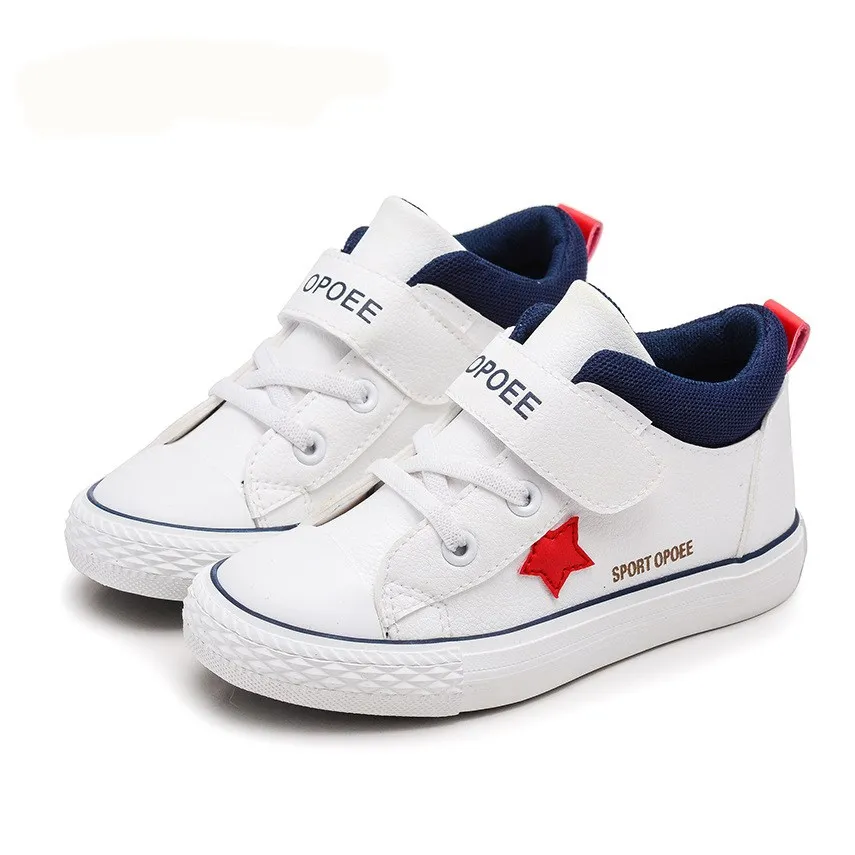 

AI LIANG Spring Casual Children Shoes Sneakers Leather High Help Waterproof Black red Kids Boots Boys Girls Shoes