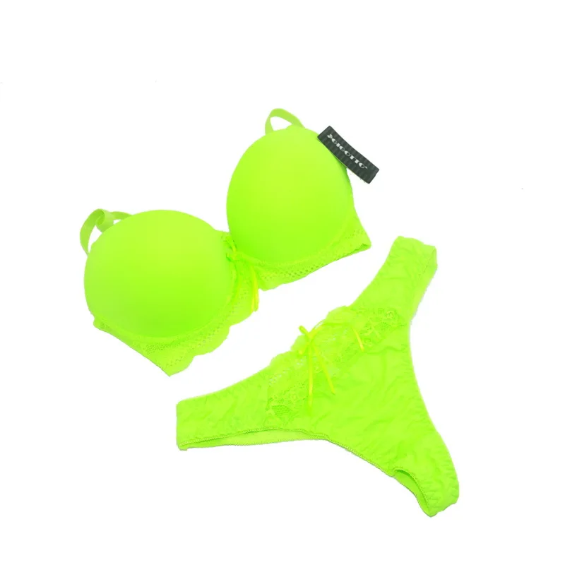 

Sexy Fashion Bikini Bra Set Seamless Push Up Plunge Lady Lingerie Women Underwear Bras thong sets black pink 42C 95C 40C 90C