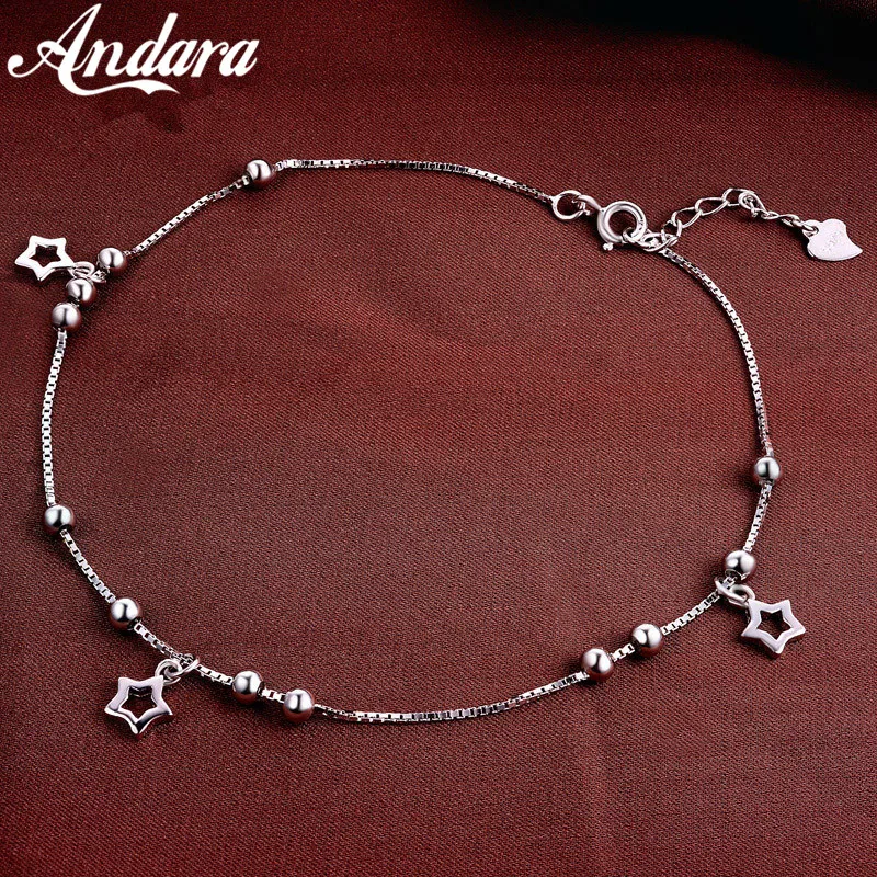 100% 925 Silver Anklet Woman Pendant Pendant Silver Anklet Summer Style 100% 925 Silver Anklet Woman Pendant Pendant Silver Anklet Summer Style
