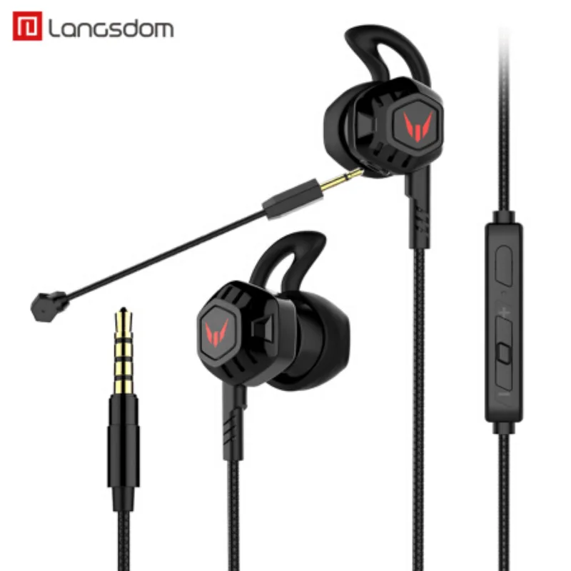 Проводные наушники вкладыши Langsdom G100X портативные Hi Fi с защитой от пота микрофоном