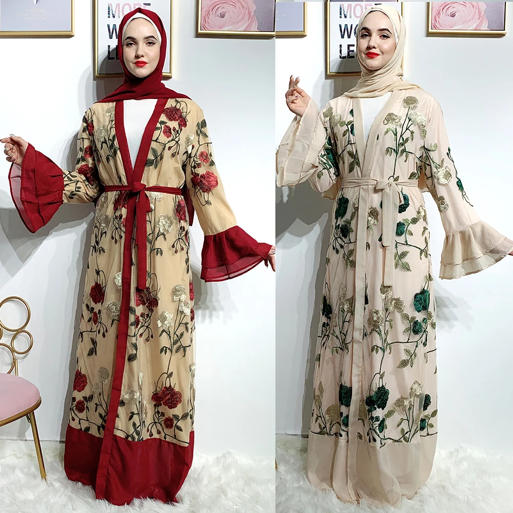 Мода Дубай абайя арабское исламское платье хиджаб вечерние платья вышивка