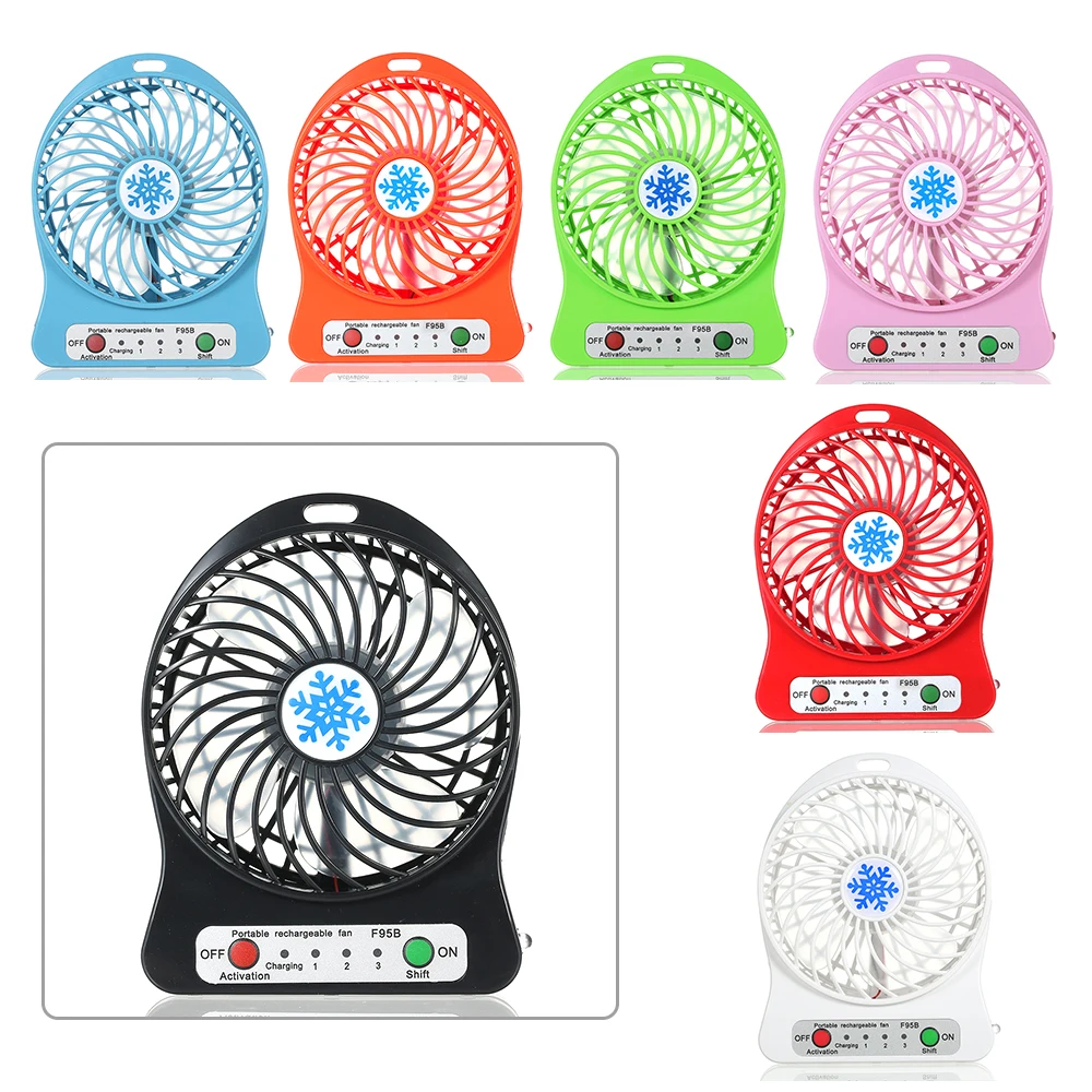 

Portable Rechargeable LED Light Fan USB Gadgets Mini Desk USB Charging Air Cooler 3 Mode Speed Regulation LED Lighting Cooling