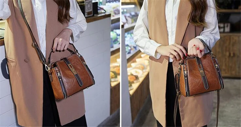 Высокое качество, сумка из искусственной кожи, сумка-мешок с верхней ручкой, женская сумка-тоут в винтажном Диком стиле, на одно плечо, женская сумка-мессенджер через плечо