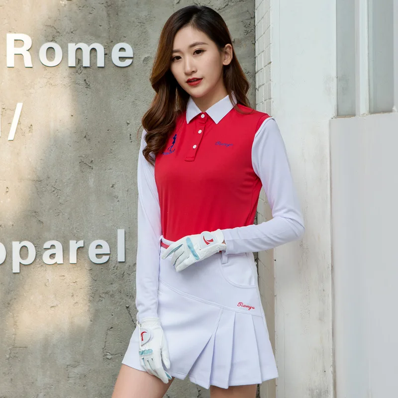 

Women Long Sleeve Training T Shirt Breathable Patchwork Golf Tops Turn Down Collar Sports Clothing Apparel D0698