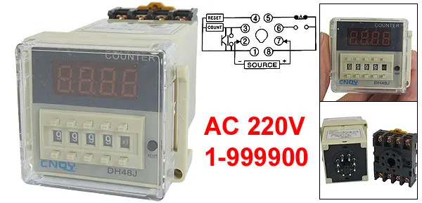 Programmable DH48JA Digital Counter Relay 1-999900 AC 220V 50/60Hz