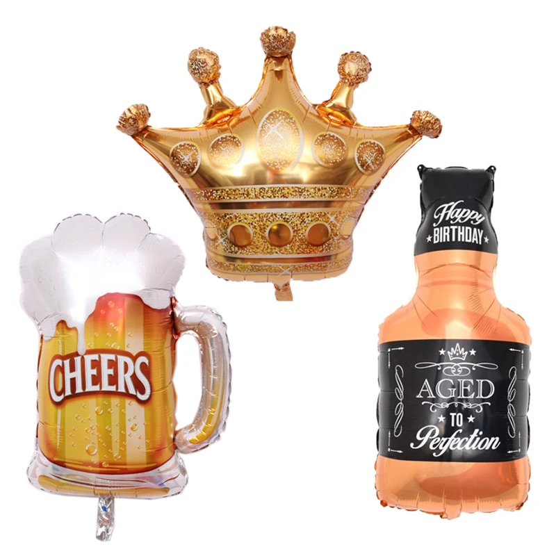 Grande Couronne D Or Whisky Tasse Biere Champagne Coupe Feuille Ballon Bar Joyeux Anniversaire Mariage Celebration Fete Decoration Ballons Aliexpress