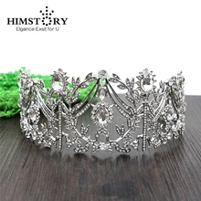 HIMSTORY Роскошный Кристалл оливковая ветка большая корона тиара Свадебные украшения для волос Свадебная вечеринка День рождения праздничные волосы аксессуары