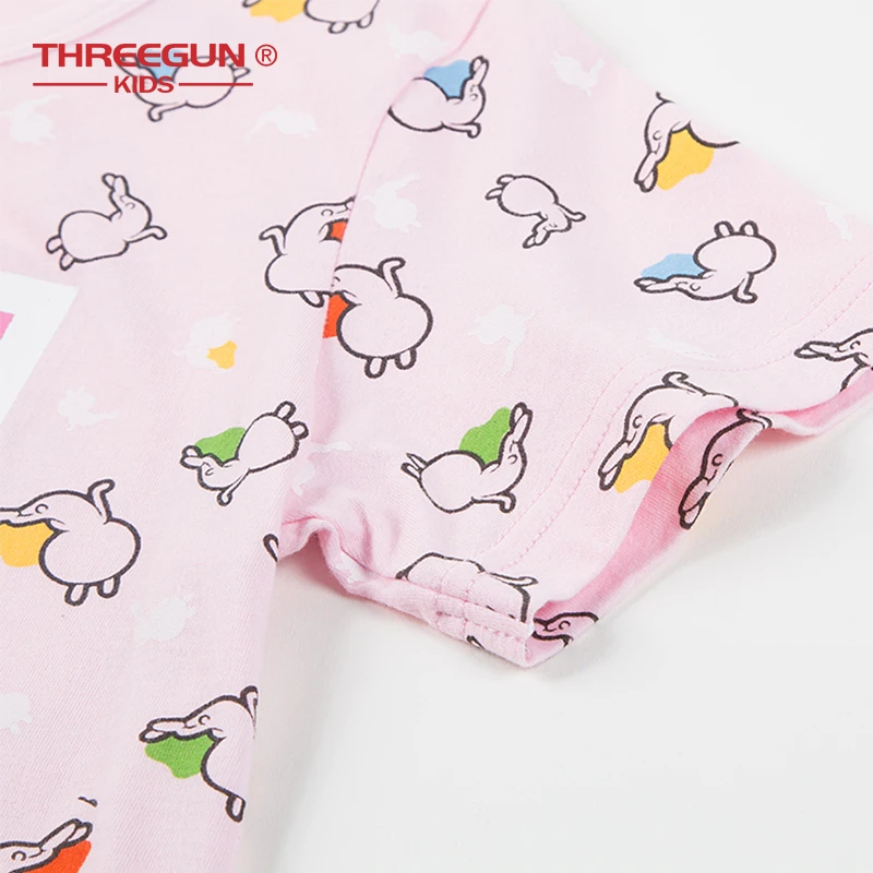 THREEGUN Nightgown Children Clothing Summer Girls Baby Dresses Pajamas Cartoon Tuzki Cotton Nightdress Kids Home Sleepwear
