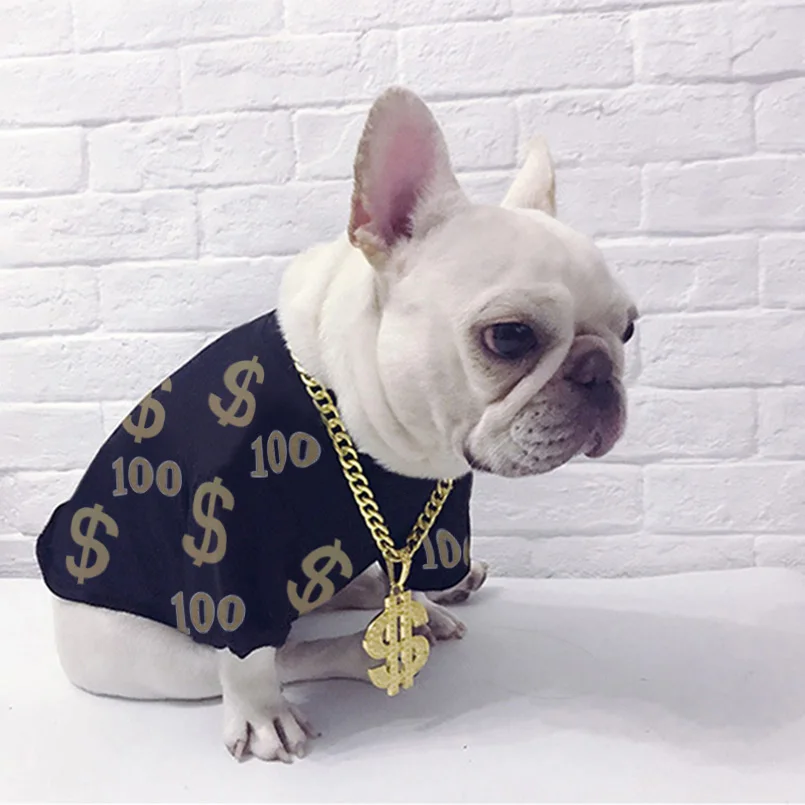 Lucu Kalung Anjing Kucing Anjing Kerah Paduan Emas Dolar Liontin