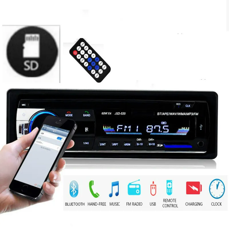 

JSD-520 Bluetooth Radio SD MP3 Player Car Radios Stereo FM/USB/radio remote control For phone Audi 1 Din