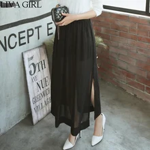 LIVA девушка шифоновые длинные юбки женские яркие цвета макси юбка высокая Талия Весна Лето юбки