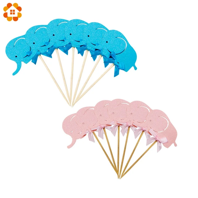 10pcs Pink Elephant Cake Toppers Cocktail Decoration Topper Picks