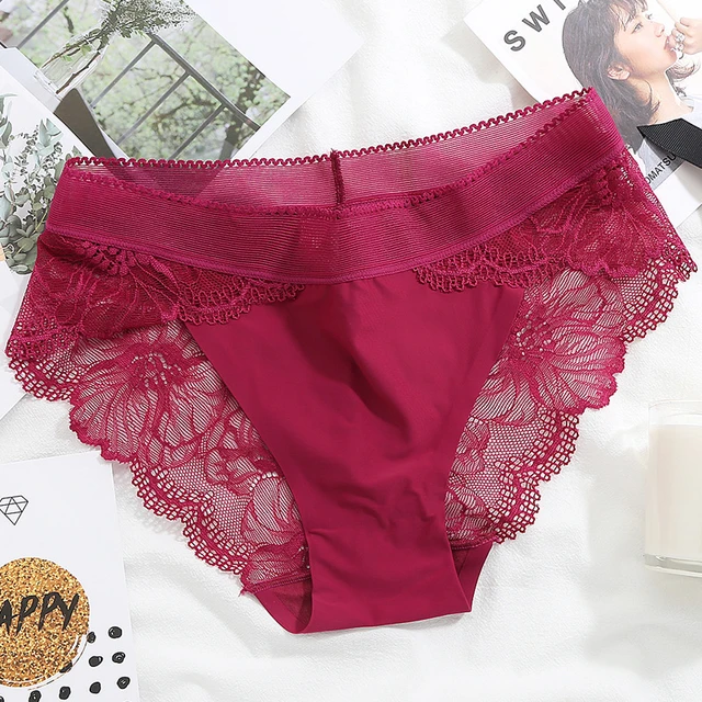 3pcs/lot Women's Luxury Panties breathable Lace sexy Panty Briefs Low waist  Underwear ice silk Hollow Out Lingerie calcinha S-XL - AliExpress
