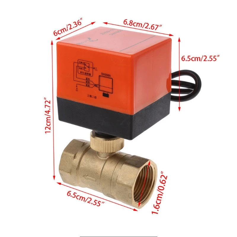 Электрический моторизованный латунный шаровой клапан DN20 AC 220V 2 Way 3-Wire с приводом