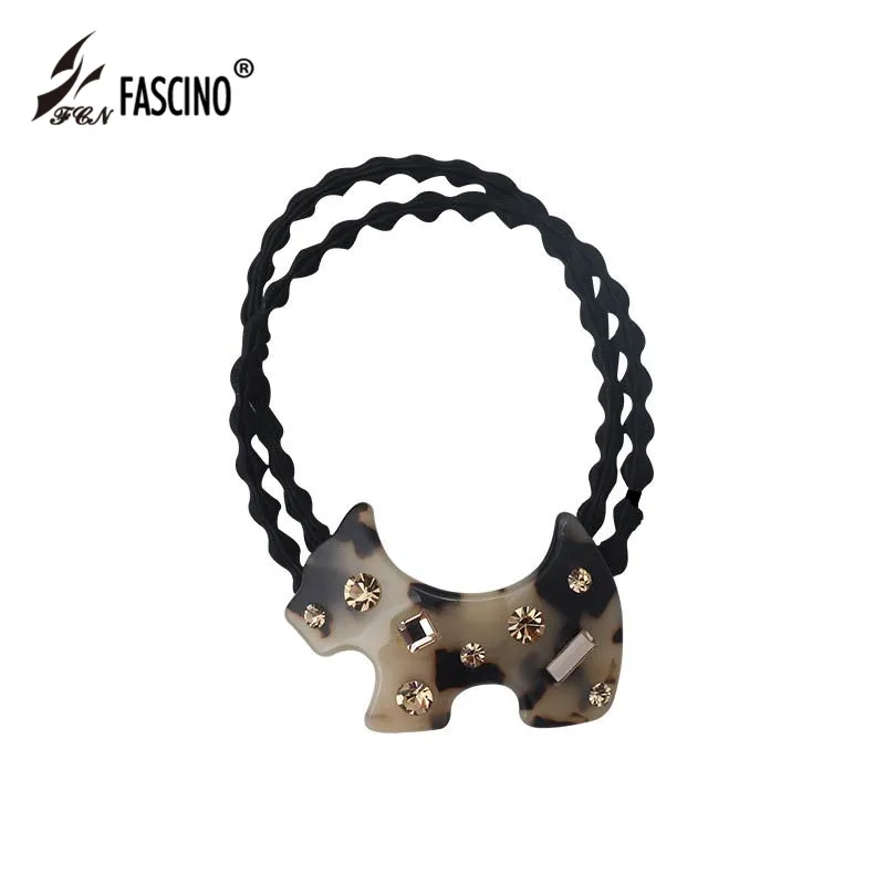 Новое поступление ацетат с милой собачкой эластичные резинки для волос женский хвостик держатель повязки для волос брошь из горного хрусталя для девочек аксессуары для волос галстук