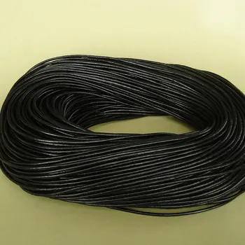 

shipping Jewelry DIY 100Meters 2mm Black cowhide round leather cord Necklace Bracelet Cord