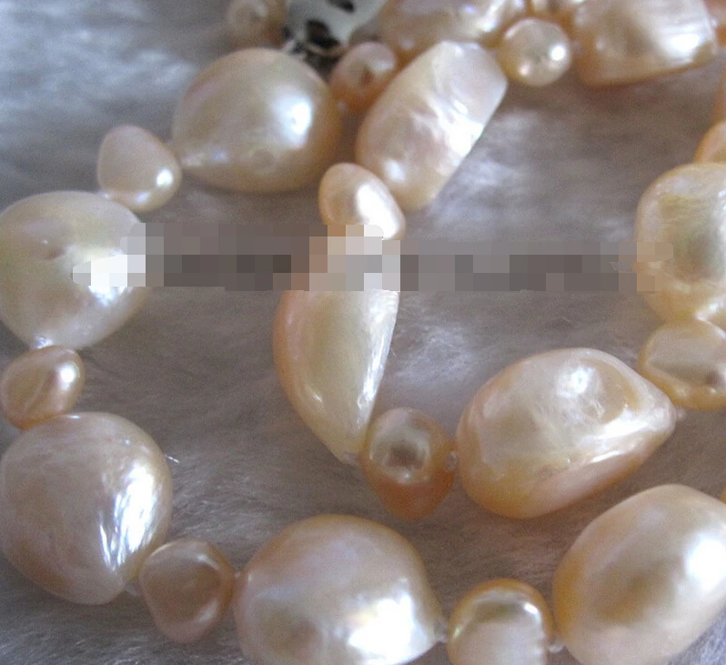 

0761 Peach Pink Baroque Freshwater Pearl Necklace Strand