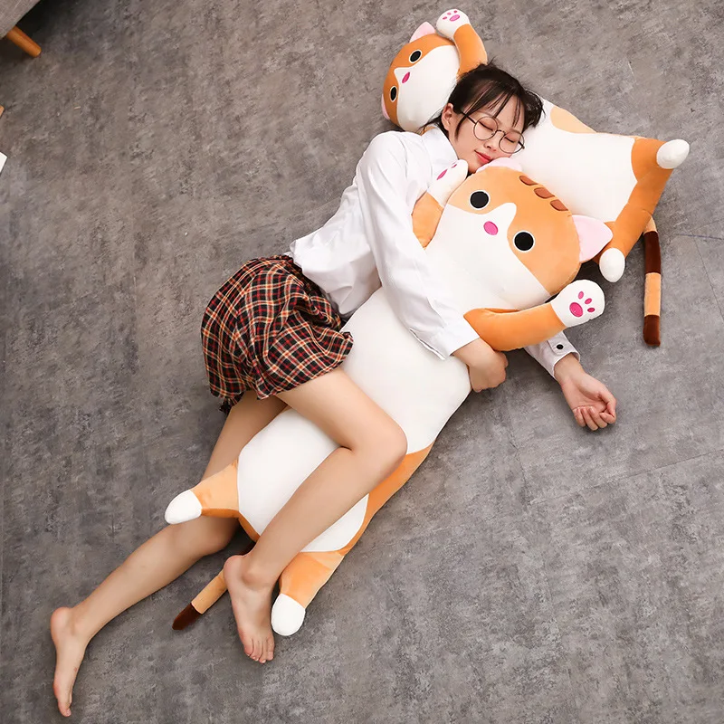 

1PC 65-110cm long Soft Cat Hugging Pillow Plush toy soft cushion stuffed animal doll Sofa Bedroom Decor Kawaii birthday gift