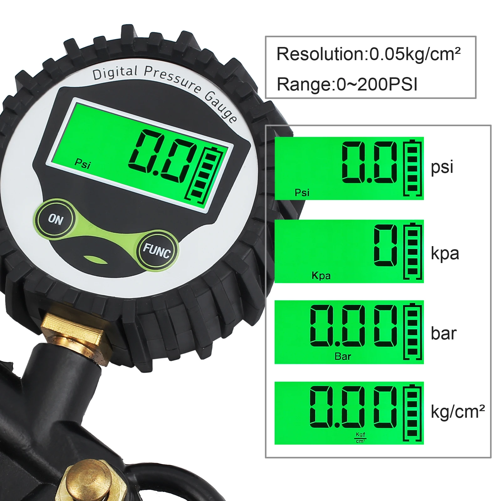 Cena Proster do cyfrowego wskaźnik ciśnienia w oponach wskaźnik inflatora w oponach 200 PSI z 5 czarnymi nakrętki zaworu Tester pojazdu monitorowanie inflacji