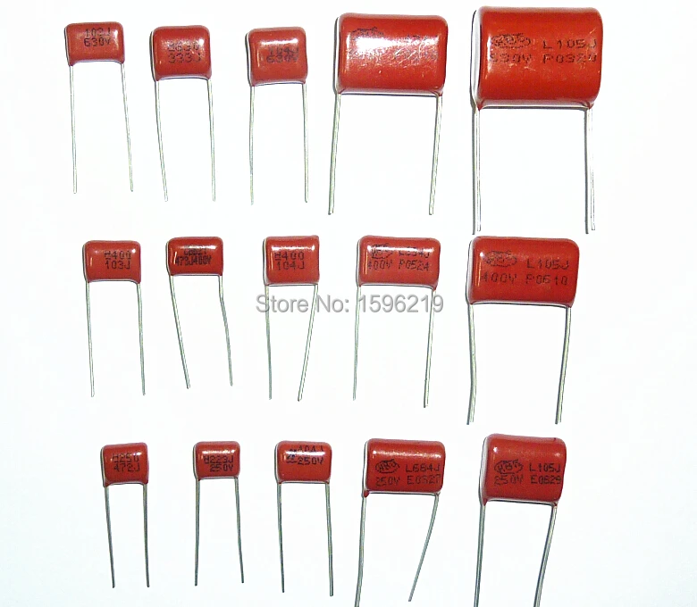 

CBB Capacitor Assorted Kit,Sample bag,15ValuesX5PCS=75PCS,250V 400V 630V, 472 to 105 ,No Polarity AC Capacitor