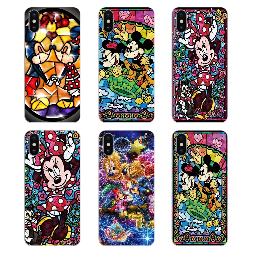 Transparent TPU Shell Covers Stained Glass Mickey window painted For Xiaomi Redmi 4X S2 3S Note 3 4 5 6 6A Por Pocophone F1 Mi |