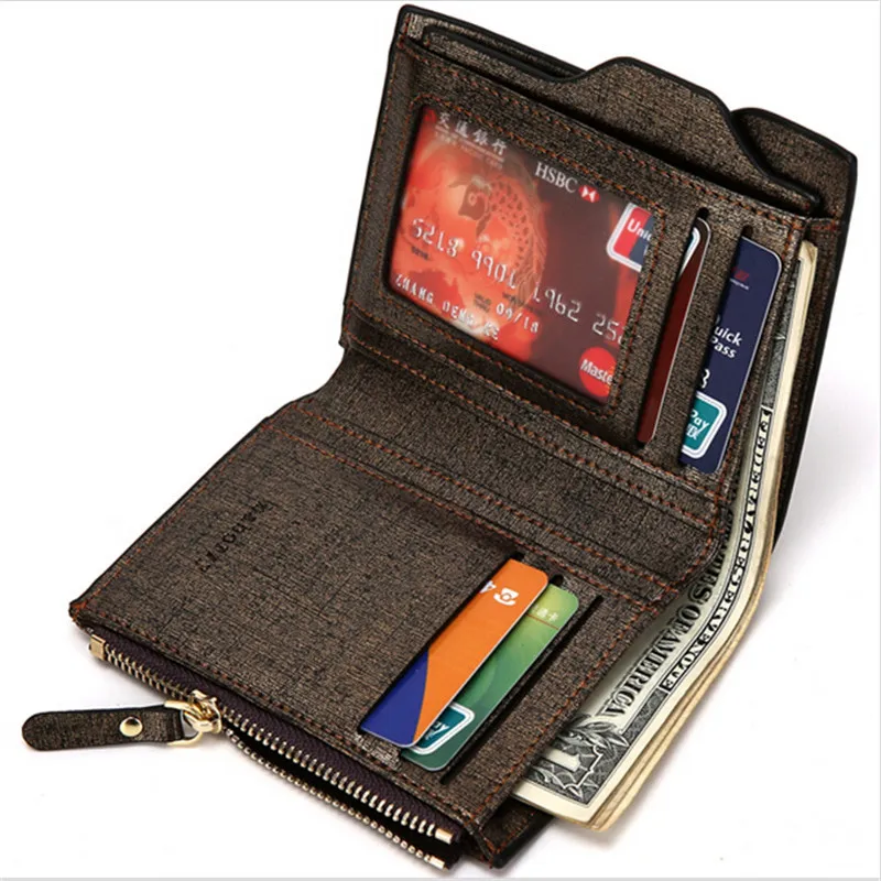 

Casual Men Wallets Bifold Wallet ID Card Holder Coin Purse Pockets Clutch with Zipper Coin Bag Men Wallet with for Male ER882489
