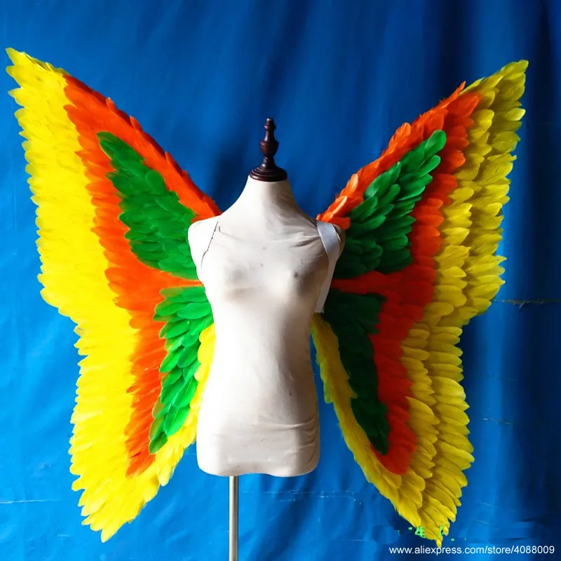 

Adults' high quality colorful feather Butterfly wings natural feather crafts fairy wings for display wedding deco free shipping