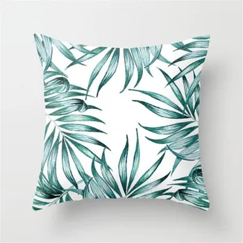 

Retro Green Leaves Linen Cotton Cushion Case Polyester Home Decor Bedroom Decorative Sofa Car Throw Pillows