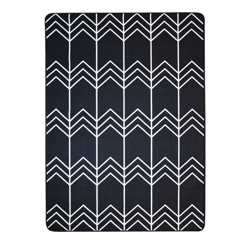 Европейский Простой стиль моющийся нескользящий ковер черно-белый полосатый прямоугольный ковер для спальни гостиной кухни