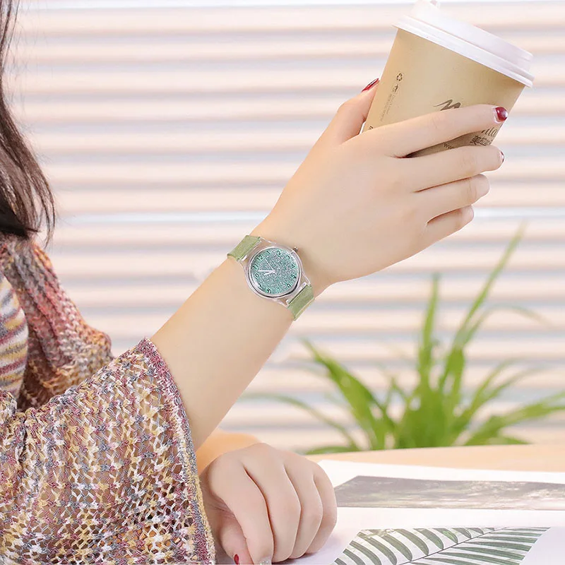 Горячая Распродажа Модные женские блестящие Кварцевые часы с силиконовым ремешком с блестящим круглым циферблатом для девушек повседневные наручные часы SMA66